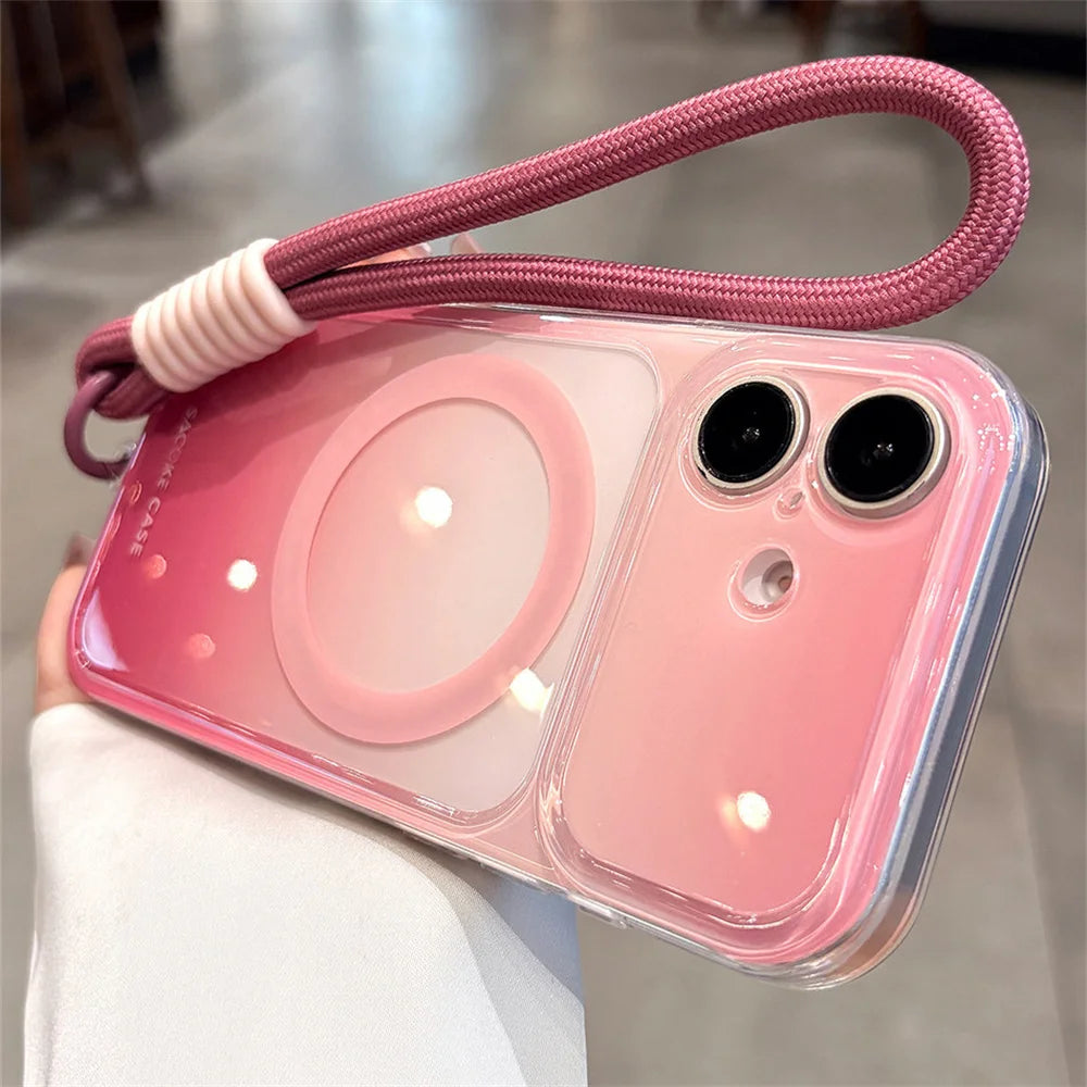 グラデーション ジェリーカラー ストラップ付き Magnet内蔵 iPhoneケース｜クリア・爽やか #260037