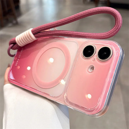 グラデーション ジェリーカラー ストラップ付き Magnet内蔵 iPhoneケース｜クリア・爽やか #260037
