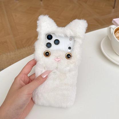 【キャットファーポンポン】ねこ耳 × ふわもこファー スマホケース｜iPhone対応 #250109