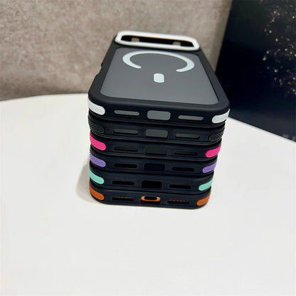 マットクリア Magnet内蔵 iPhoneケース｜バイカラー ネオンフレーム #240115