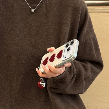 【トリプルハート】ハートモチーフ×揺れチャーム スマホケース｜iPhone対応 #240620