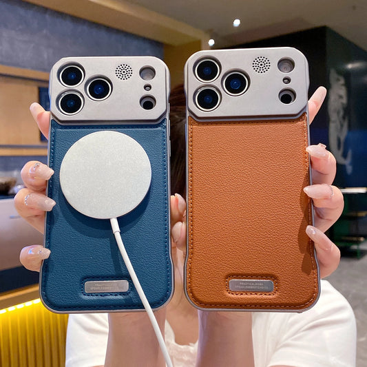 【レザーシリーズ】マグネット対応 高級PUレザー＆メタルプレート デザインスマホケース｜iPhone対応 #251128