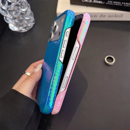 オーロラクロコダイル柄 レザー風 iPhoneケース｜ゴージャス・輝き・トレンド風  #261037