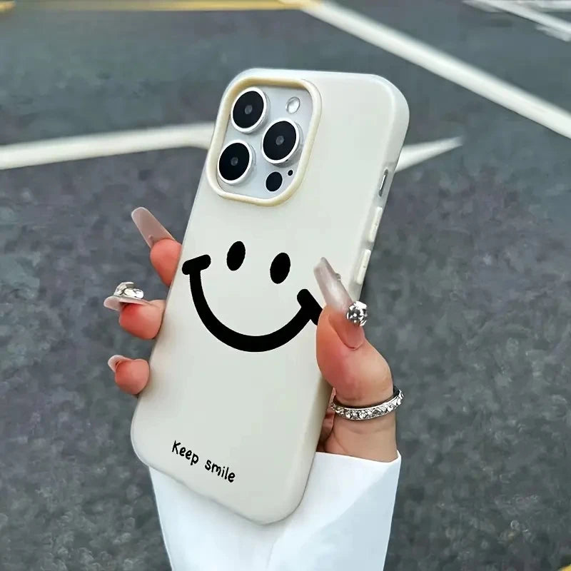 【ニコちゃんシリーズ】スマイル フェイス デザイン iPhoneケース｜カラフル・マット仕上げ #260224