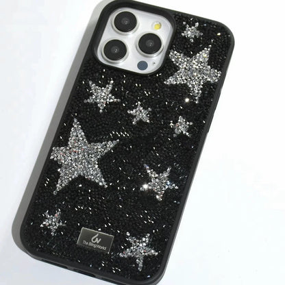 【キラキラビジューシリーズ】オールラインストーン スターモチーフ 星柄 グリッター デコ スマホケース｜iPhone対応 #260116