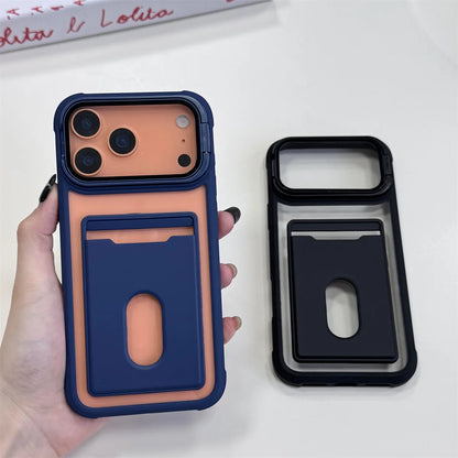 カード収納付き カメラ保護スタンド iPhoneケース｜耐衝撃フレーム #240328