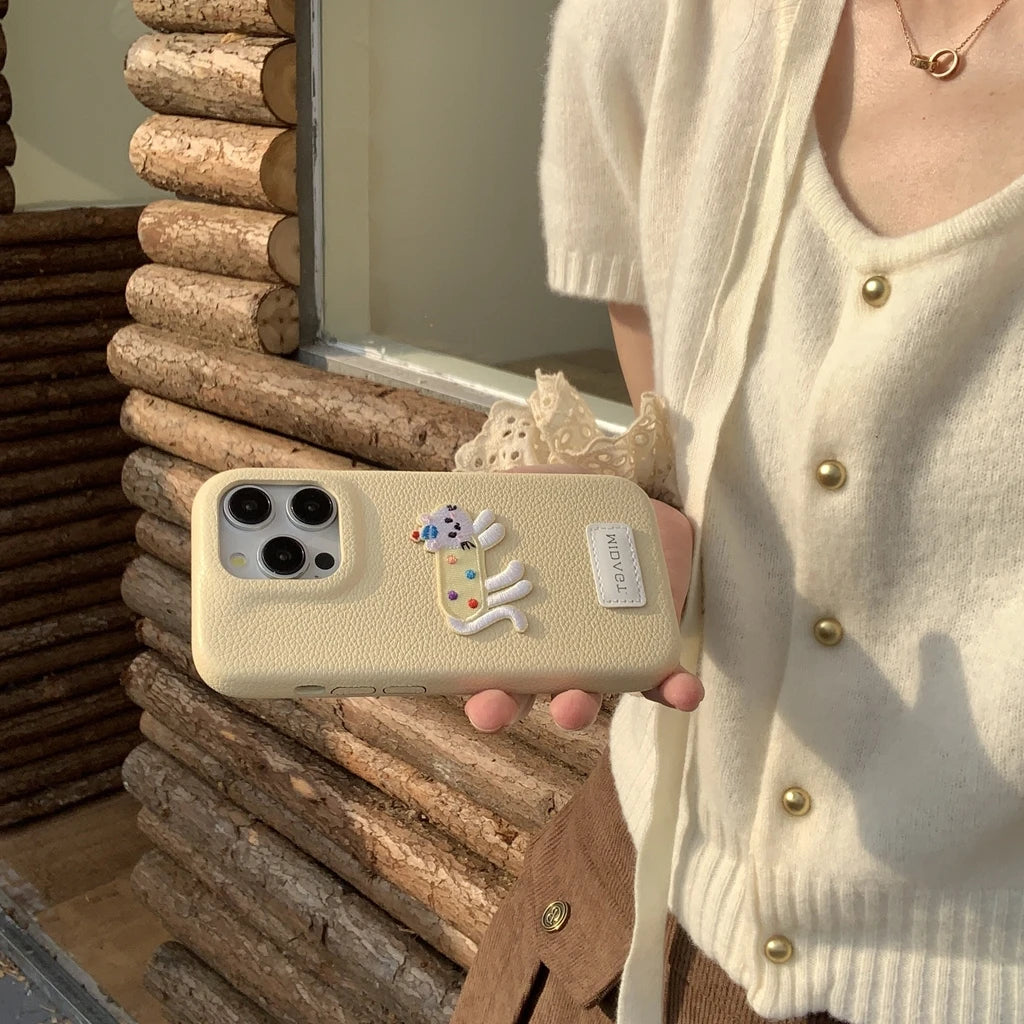 【アニマルシリーズ】ドッグ 犬 猫 モチーフ 刺繍入りレザー調 スマホケース ダックスフンド フレンチブルドッグ ｜iPhone対応 #250422