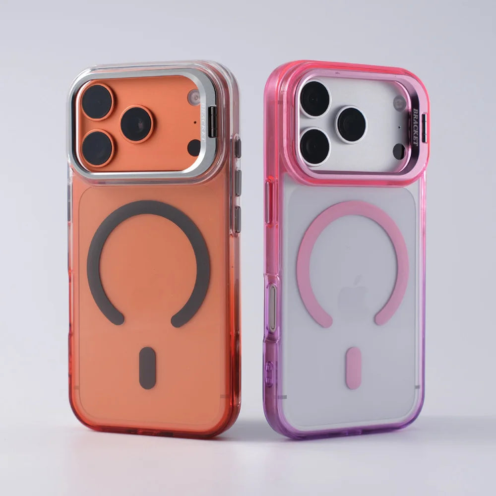 【グラデーションフレーム】 ワンタッチスタンド クリア スマホケース｜iPhone対応 #240902