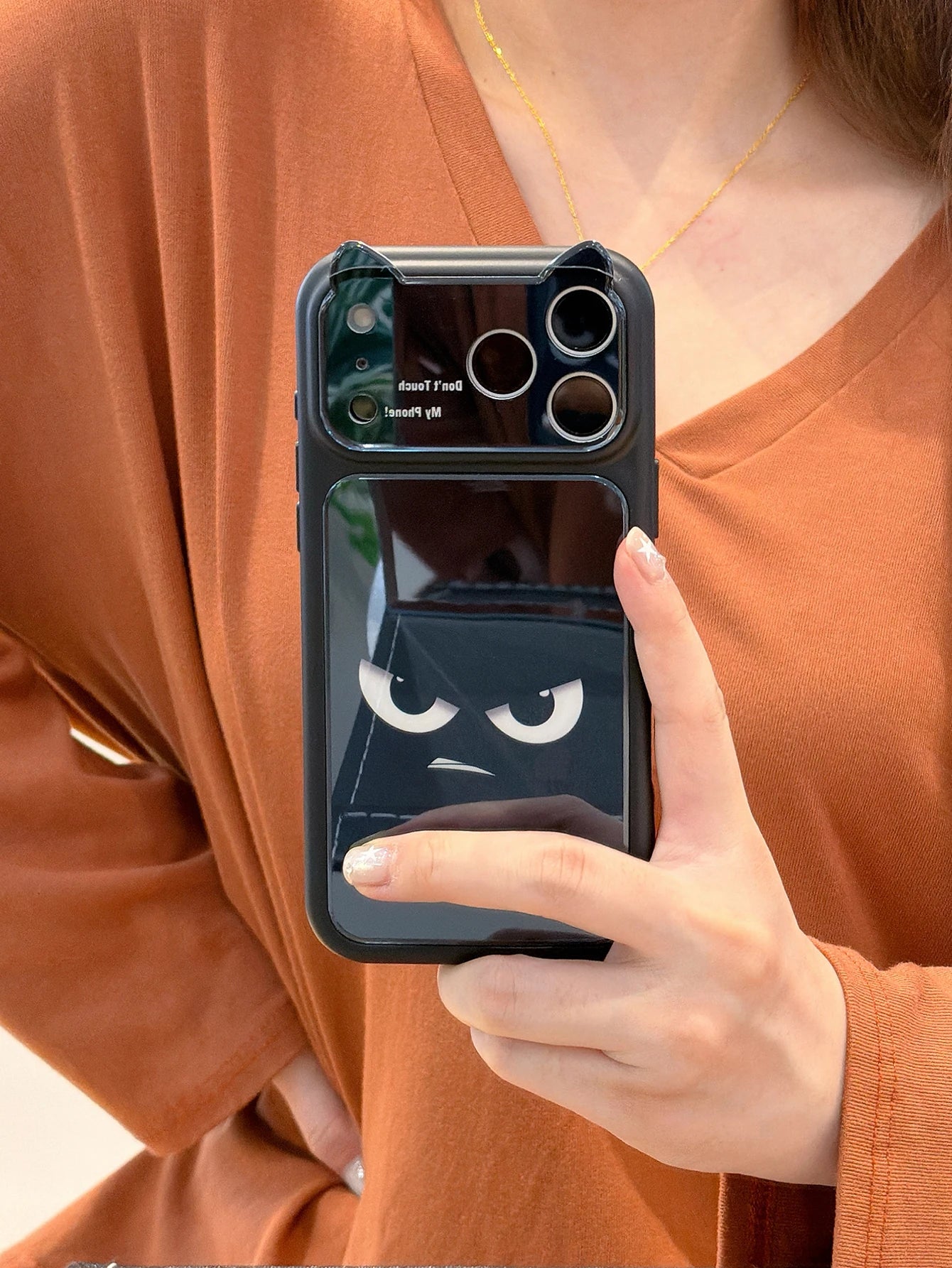 猫耳モチーフ iPhoneケース ミラー付きデザインケース キャラクター・韓国風・ユニーク・個性的 #261097