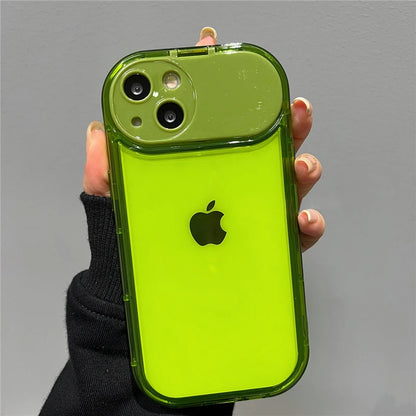 【クリアカラフルシリーズ】半透明シリコン レンズカバー付き ポップカラー スマホケース｜iPhone対応 #251020