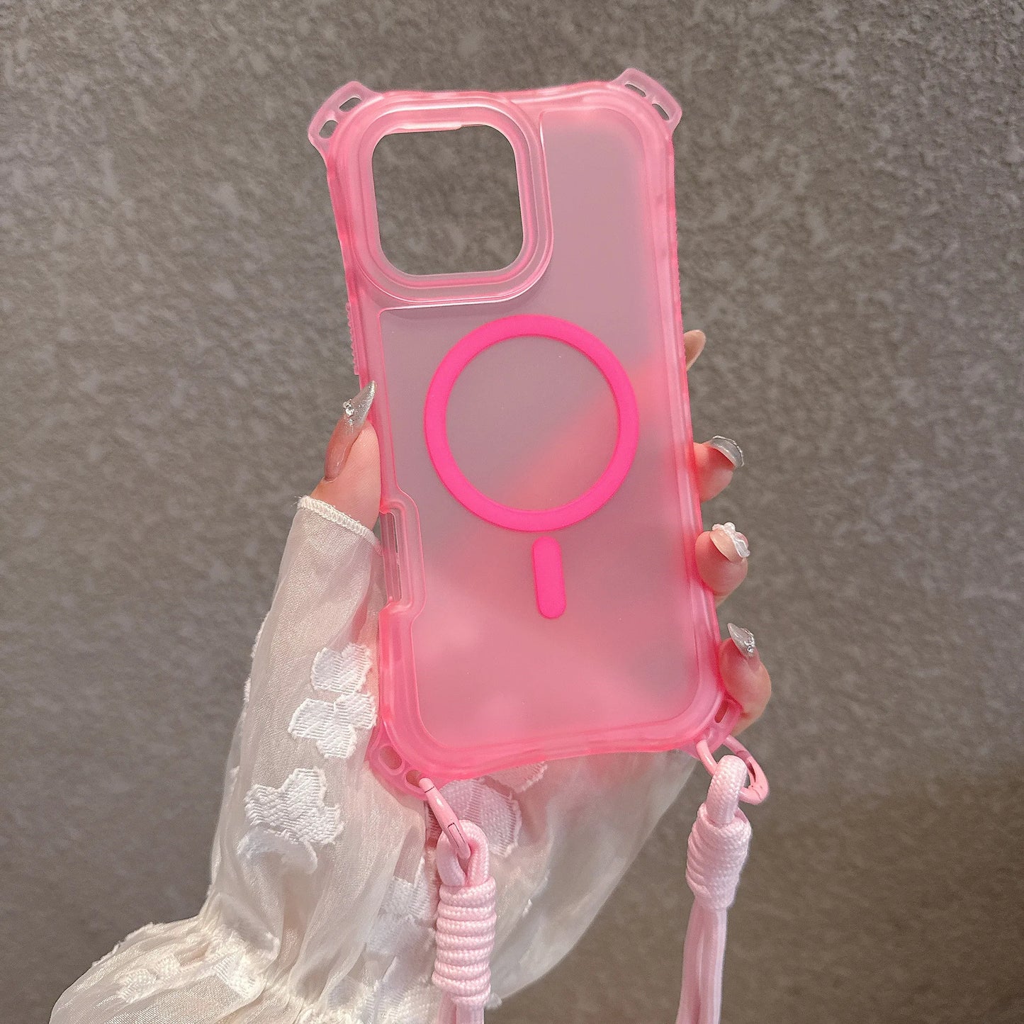 ビビッドカラー バンパー ストラップ付き Magnet内蔵 iPhoneケース｜クリア・ポップ #260057
