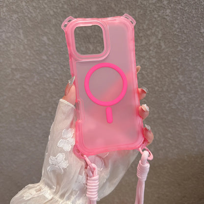 ビビッドカラー バンパー ストラップ付き Magnet内蔵 iPhoneケース｜クリア・ポップ #260057