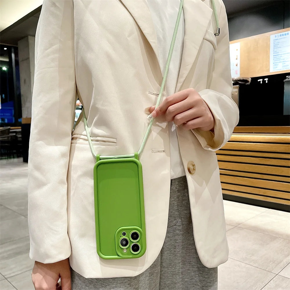 【シンプルシリーズ】無地ショルダーストラップ付き おしゃれ肩掛け スマホケース｜iPhone対応 #250901