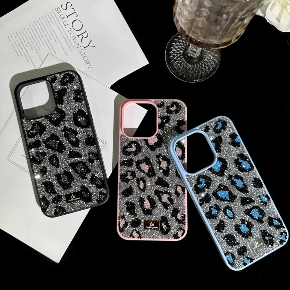 【キラキラビジューシリーズ】フルラインストーン ヒョウ柄 レオパード グリッター デコ スマホケース｜iPhone対応 #260113