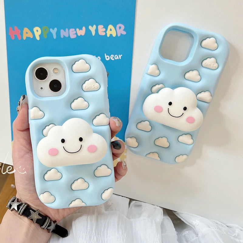 【クラウドシリーズ】3D雲モチーフ ポップデザイン スマホケース｜iPhone対応 #250824