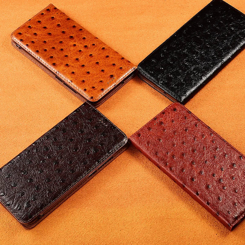 【本革シリーズ】ブックスタイル オーストリッチ調 レザー型押し 手帳型 iPhoneケース #240130