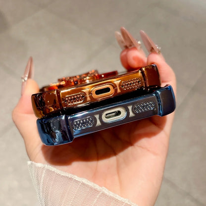 バタフライ キラキラ ラメリング付き Magnet内蔵 クリア iPhoneケース #260220