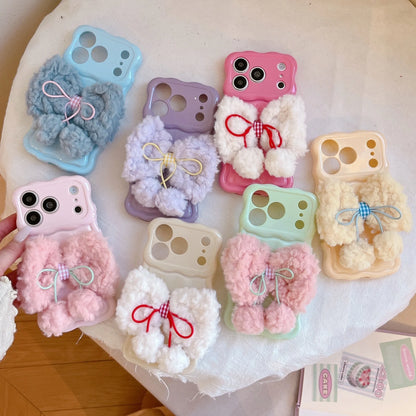 もこもこリボン パステルカラー iPhoneケース #240505