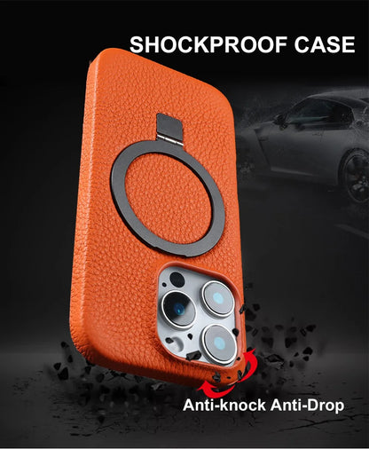 【本革シリーズ】折りたたみ スタンドリング付き レザースマホケース｜iPhone対応 #241013