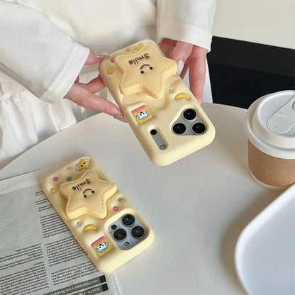 【スマイルスター】立体スター 星 × ポップソケット スマホケース｜iPhone対応 #250217