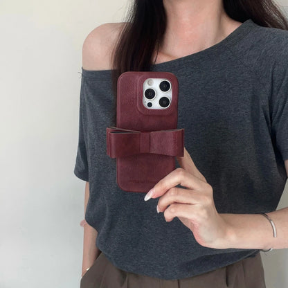 【ヴィンテージクラシカルリボン】レザーリボン×クラシックカラー スマホケース｜iPhone対応 #241222