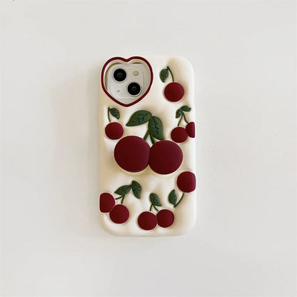 【フルーツシリーズ】立体さくらんぼデザイン Cherry かわいい3Dスマホケース｜iPhone対応 #250928