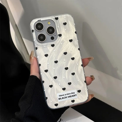 ブラックハートグリップ モノトーンデザイン iPhoneケース｜シンプル・大人ガーリー #231018