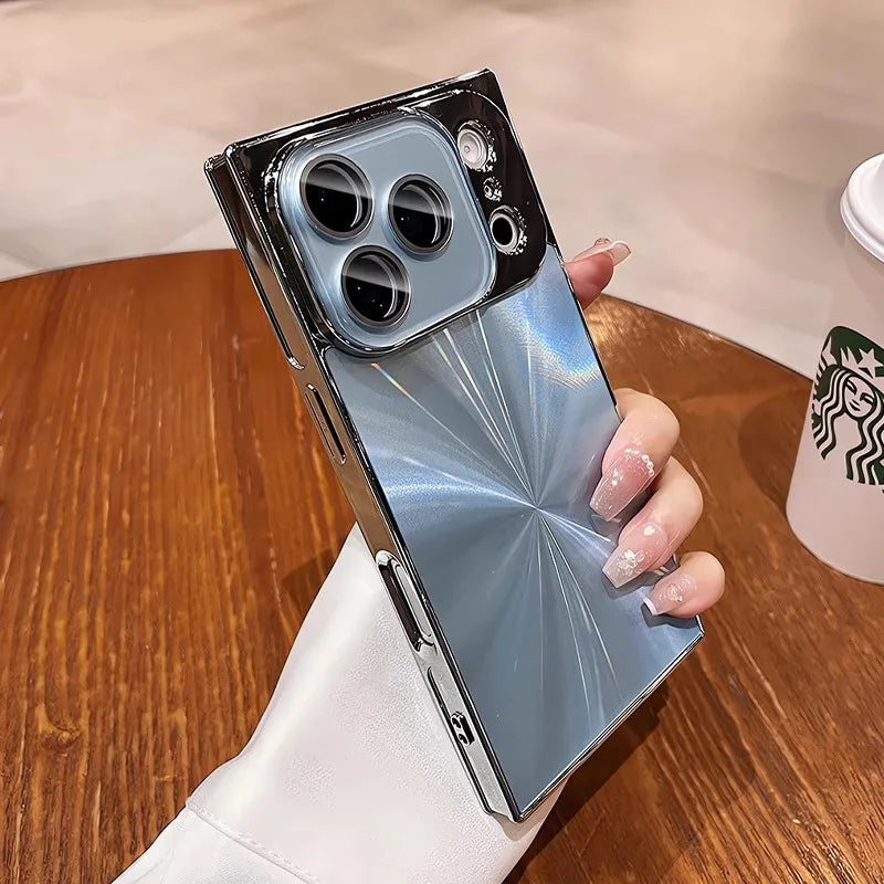 スクエアシリーズ メタリックデザイン iPhoneケース｜シャープライン・ミラー風仕上げ #240408