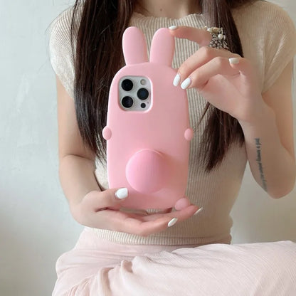 【うさぎテールデザイン】立体シリコンケース｜iPhone対応 #250715