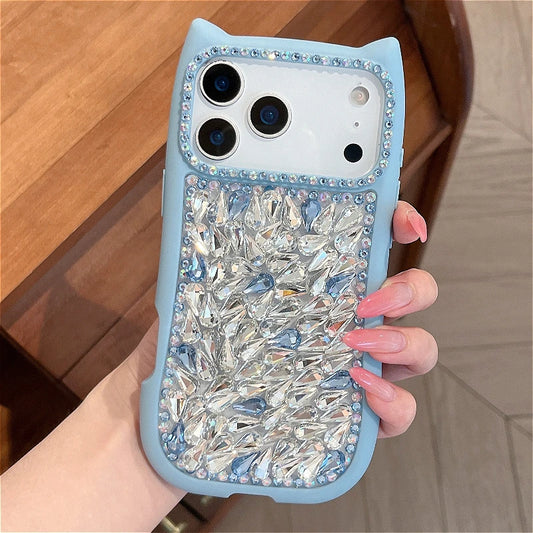 猫耳シリーズ キャットビジュー フルラインストーン iPhoneケース #230720