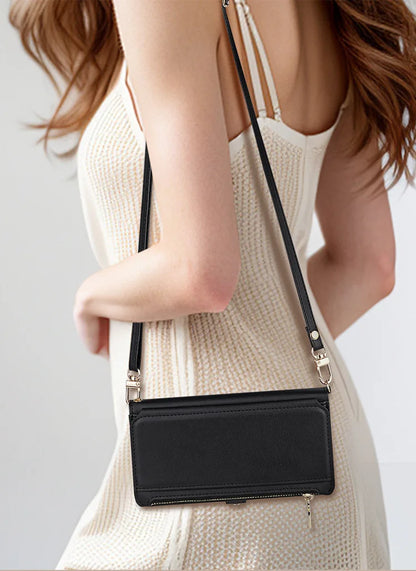 【ブックスタイル】シンプル レザー調  手帳タイプ iPhoneケース ストラップ付き #240124