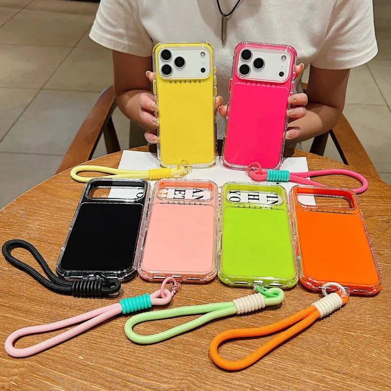 【ネオンシリーズ】カラフルクリアデザイン ストラップ付き スマホケース｜iPhone対応 #251120