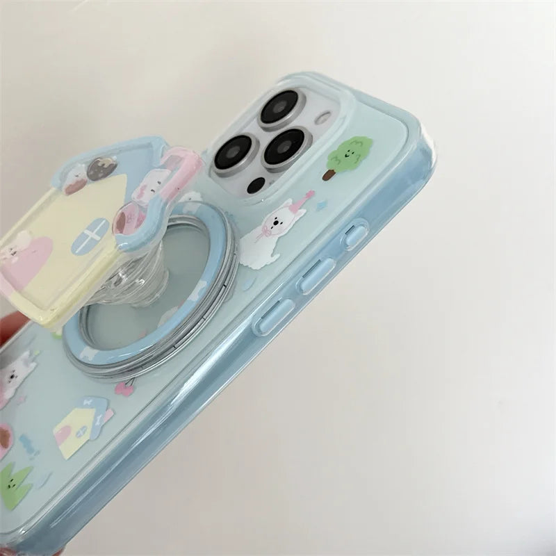 ドッグハウス 立体 グリップ 犬柄デザイン iPhoneケース #240318