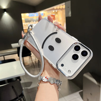 【スマイルシルバーストラップ】ニコちゃん × メタリックエッジ スマホケース｜iPhone対応 #250207