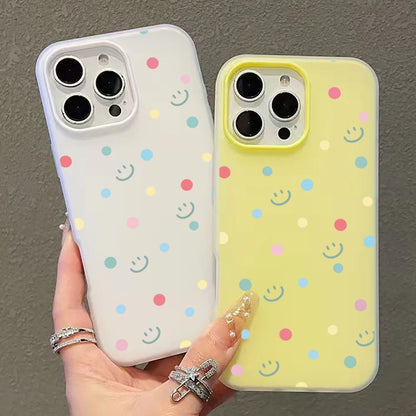 【ニコちゃんシリーズ】カラフル ポルカドット 水玉 スマイル iPhoneケース #260301