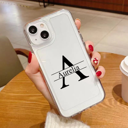 【カスタムシリーズ】ビッグ頭文字イニシャル 名入れ クリアスマホケース｜iPhone対応 #240718