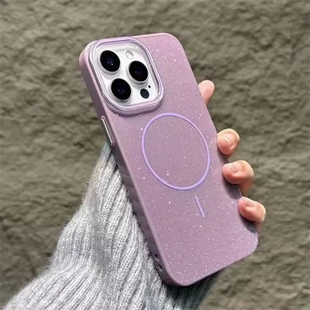 【Magsafe対応】キラキラ ラメ入り グリッター 光沢 シンプル 高級感 スリム 耐衝撃 スマホケース カバー｜iPhone対応 #250409