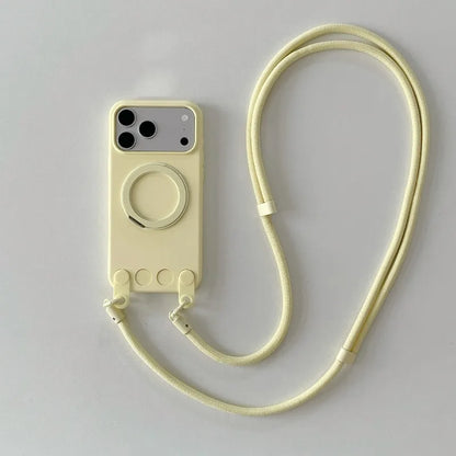 【ショルダーストラップ付き】シリコン リングスタンド iPhoneケース｜くすみカラー・淡色 PCA #261285