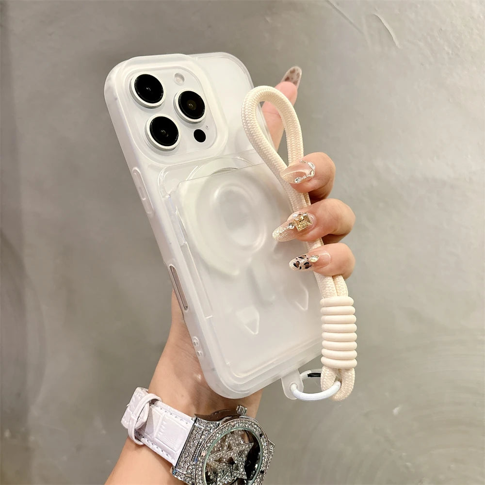 クリアストラップ カード収納 iPhoneケース｜カラーループ付き #240313