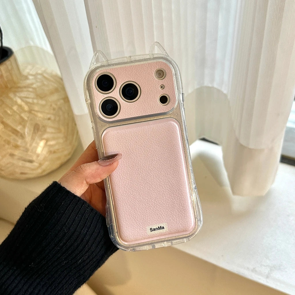 シンプル マカロンカラー 耳付き iPhoneケース｜くすみカラー・全面保護タイプ #240422