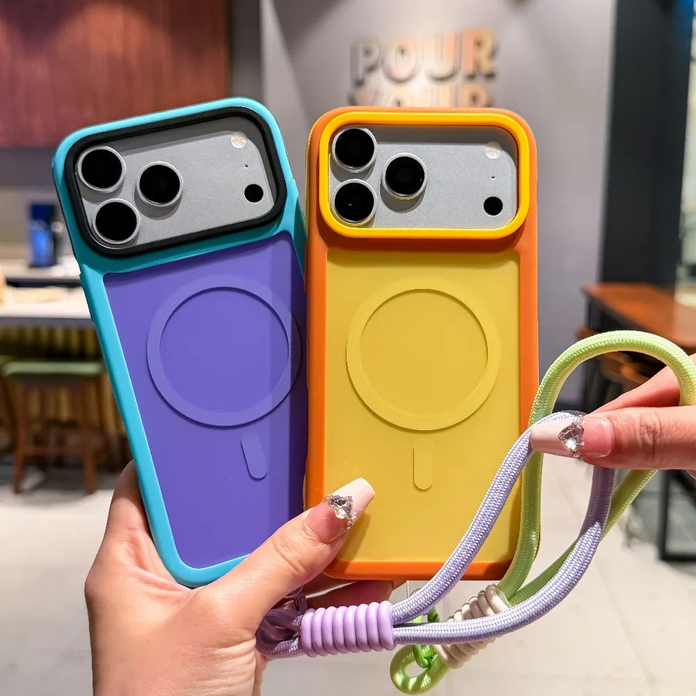 【ハンドストラップ付き】バイカラー マグネット内蔵 iPhoneケース（全5色） カジュアル・スポーティー PCA #261181