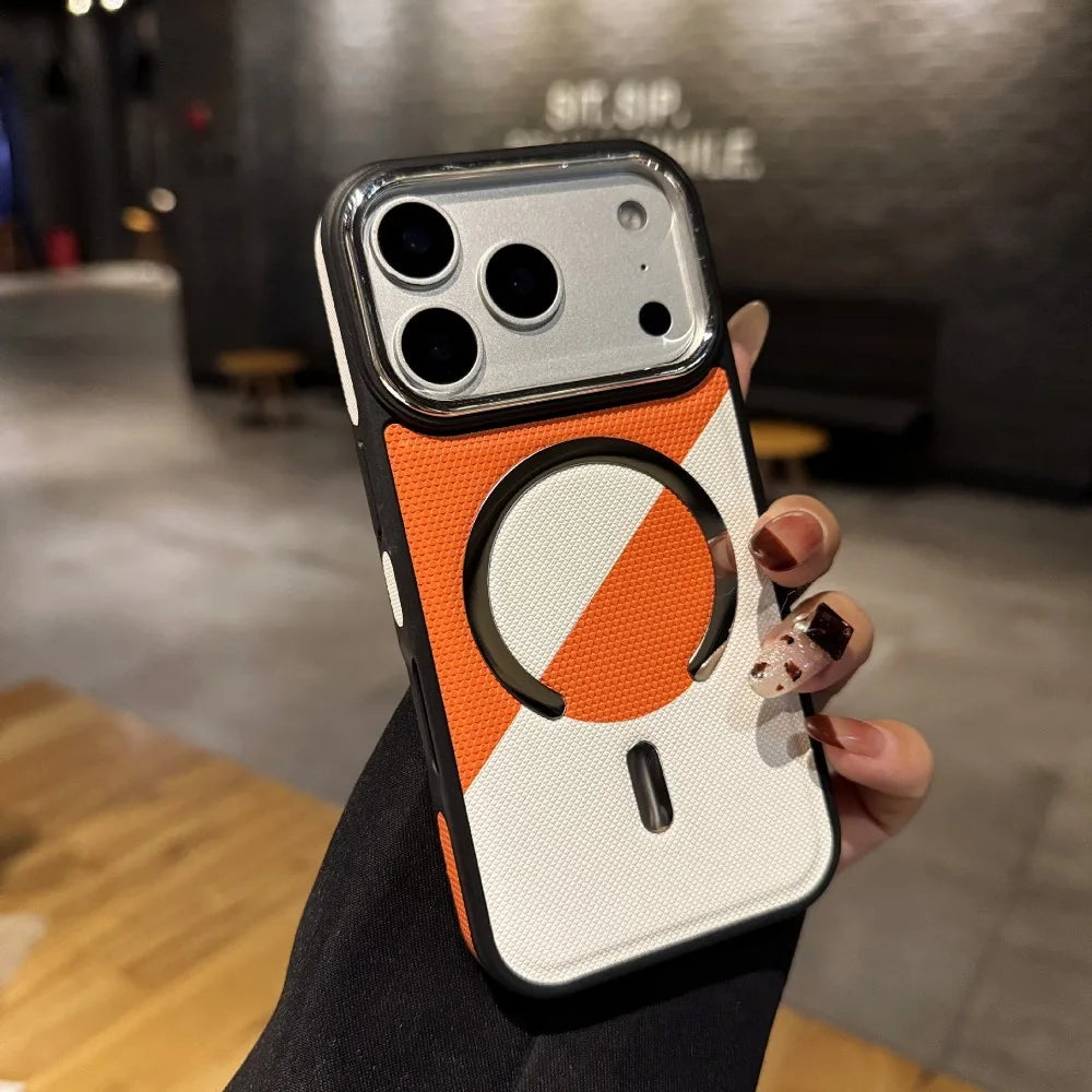バイカラーレザー調 アーマー Magnet内蔵 iPhoneケース｜カメラ保護・スポーティクール #260014