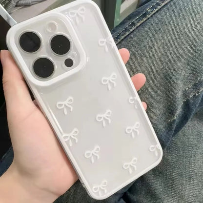 【リボンシリーズ】パステルカラーフレーム ミニ リボン柄 クリア スマホケース｜iPhone対応 #250416