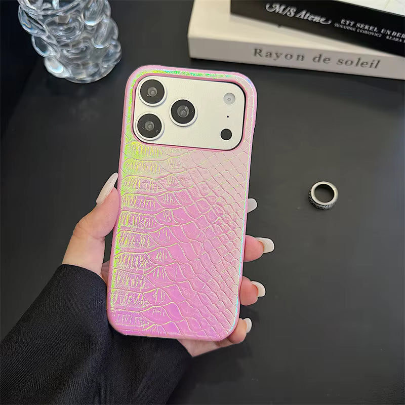 オーロラクロコダイル柄 レザー風 iPhoneケース｜ゴージャス・輝き・トレンド風  #261037