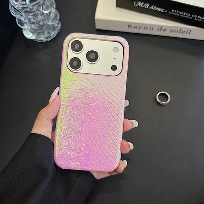オーロラクロコダイル柄 レザー風 iPhoneケース｜ゴージャス・輝き・トレンド風  #261037