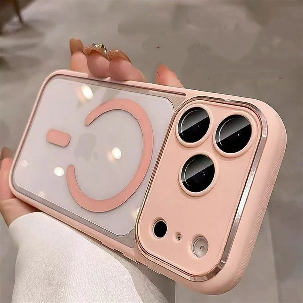 Magnet内蔵 クリア×ニュアンスカラー バンパー iPhoneケース｜シンプル・上品デザイン #231124