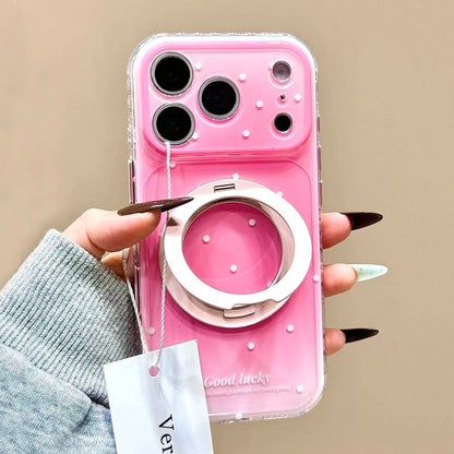 パステルグラデ 水玉 ドット 折りたたみリング付き｜ iPhoneケース #231231