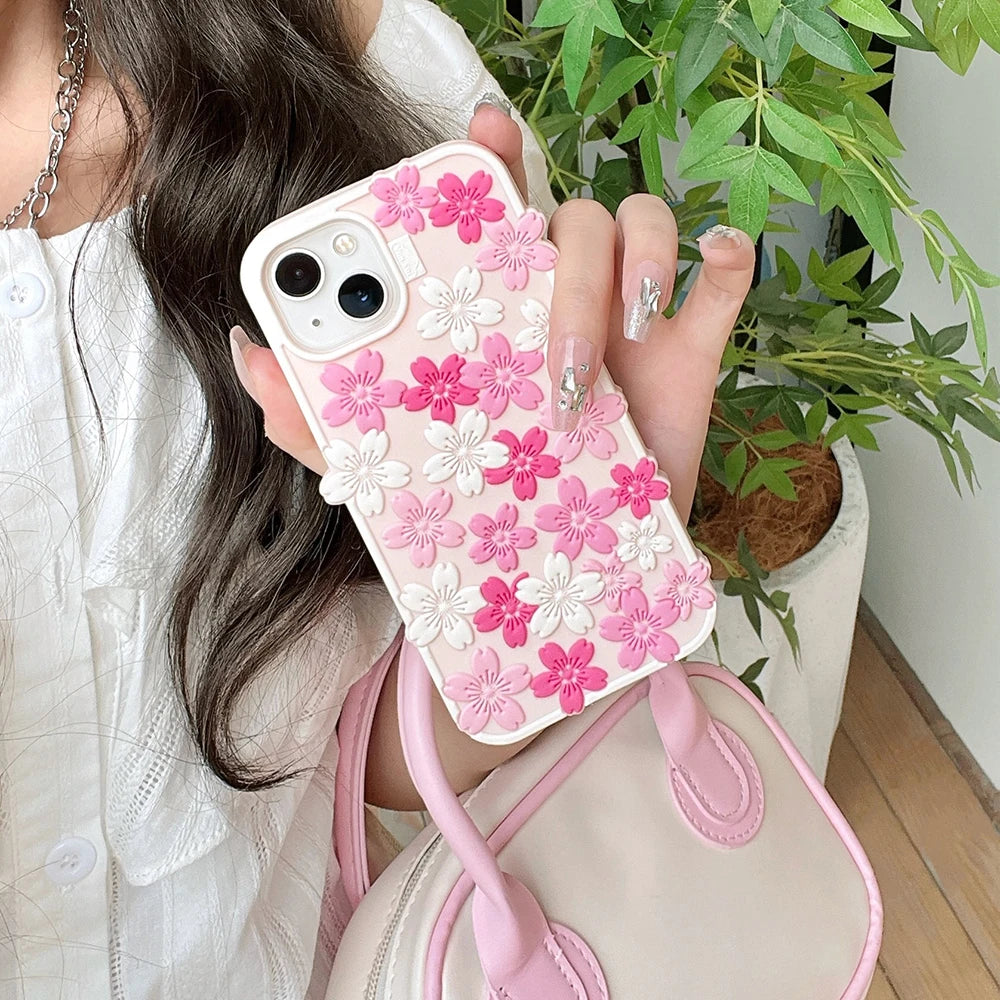 【フラワーシリーズ】桜フラワー 立体3Dデザイン スマホケース｜iPhone対応 #251024