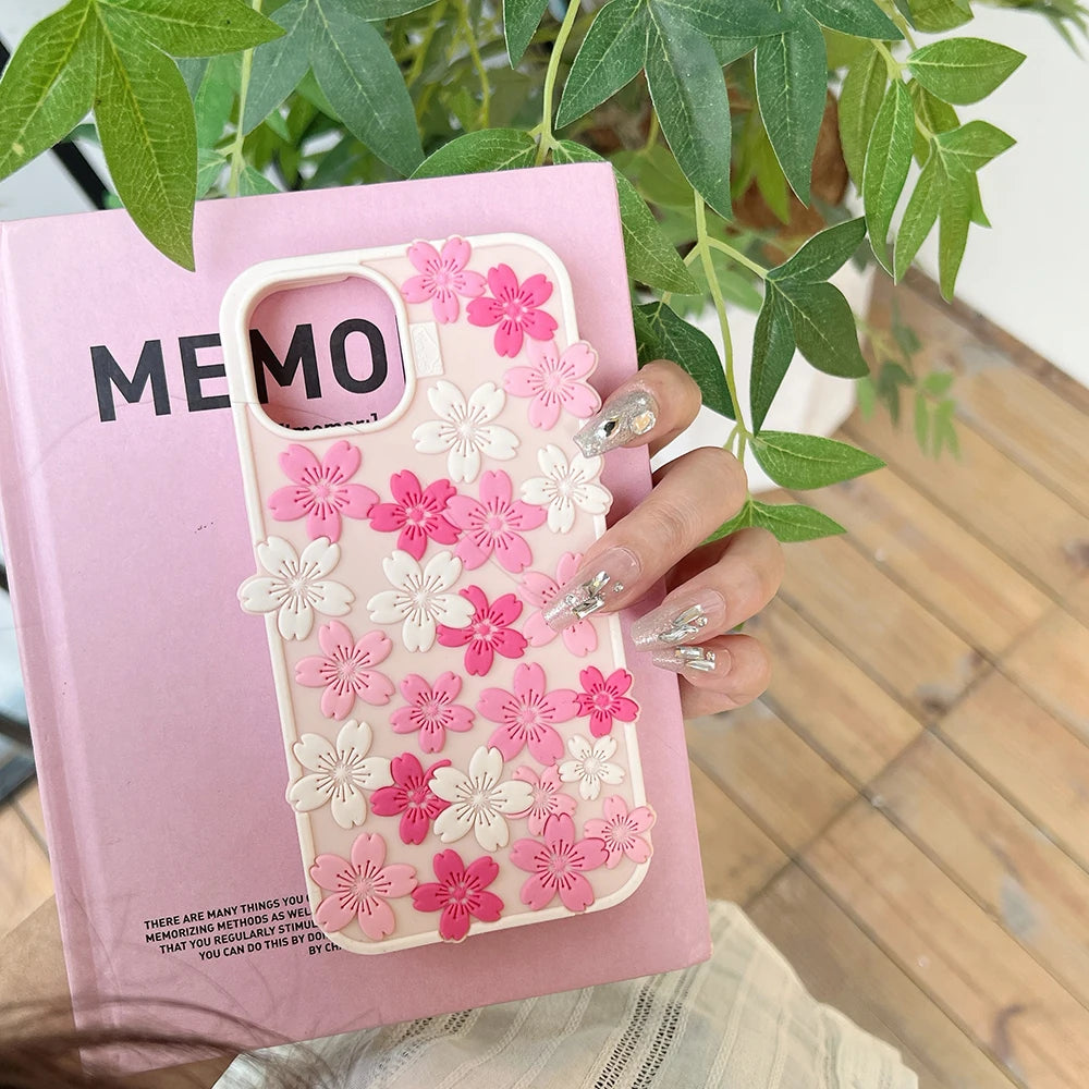 【フラワーシリーズ】桜フラワー 立体3Dデザイン スマホケース｜iPhone対応 #251024