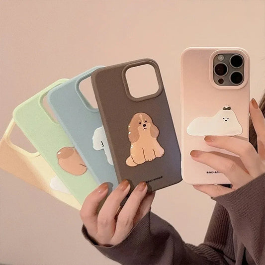 【ボヌールドッグ】くすみパステル×わんこモチーフ スマホケース｜iPhone対応 #250220